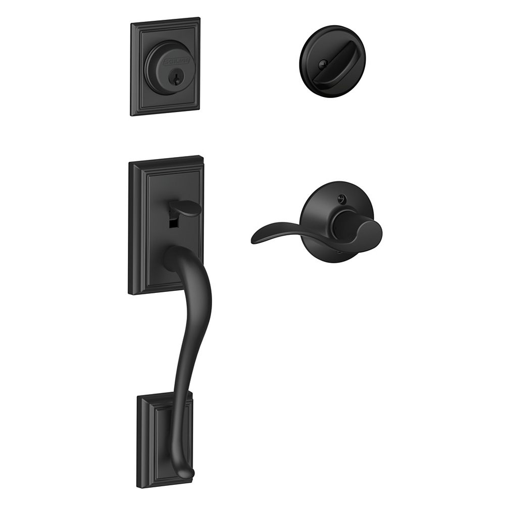 Schlage Accent Matte Black Single Cylinder Handleset and Lever with