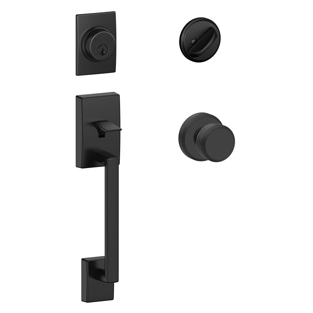 Schlage Century Matte Black Single CylinderEntry Door Handleset and ...