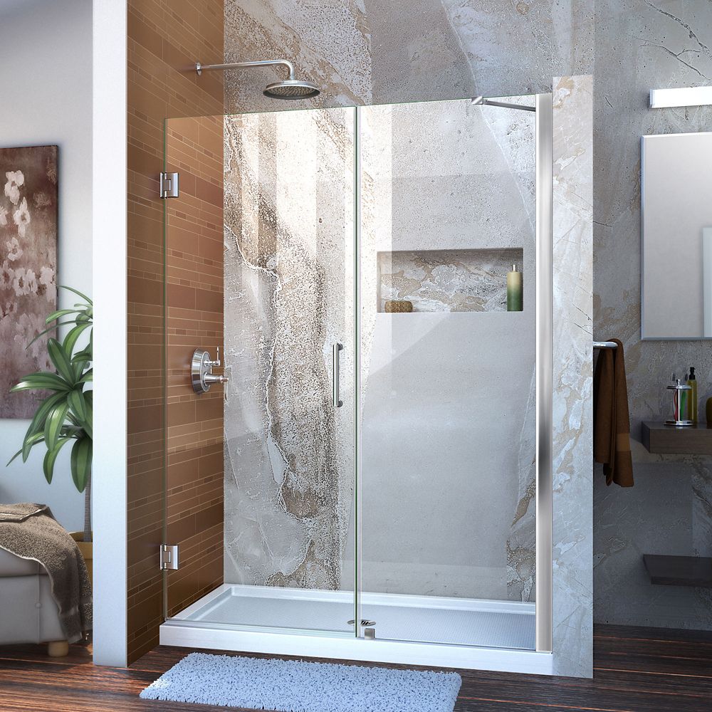 DreamLine Unidoor 53 To 54-inch X 72-inch Frameless Hinged Pivot Shower ...