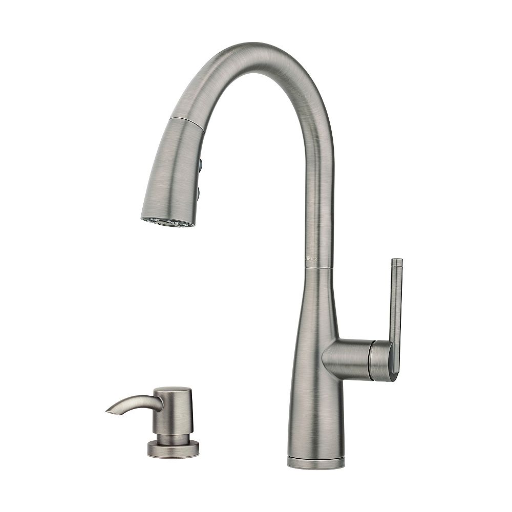 Pfister Tayga Pull Down Sprayer Kitchen Faucet In Slate The Home Depot Canada