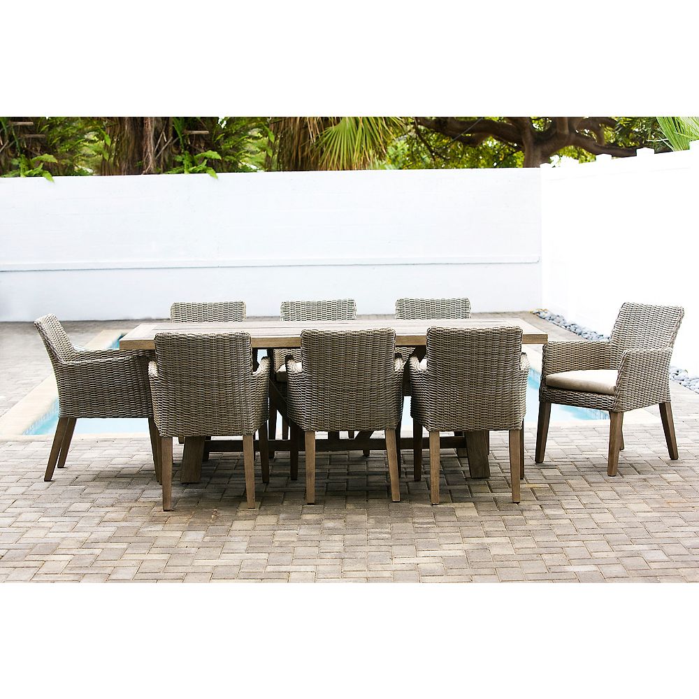 Rectangular Patio Dining Set In Canvas, Home Depot Outdoor Dining Room Sets
