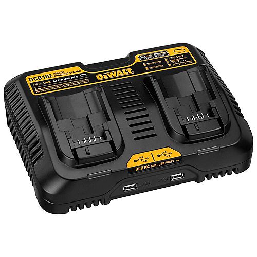 12V/20V MAX Lithium-Ion Dual Port Jobsite Fast Charging Station with (2) USB Ports