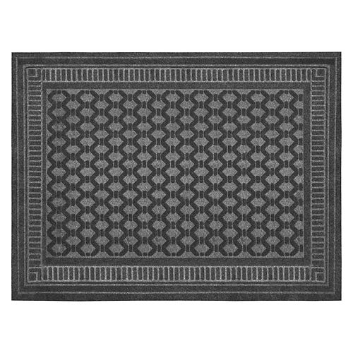 3 ft. x 4 ft. Grey Rectangular Embossed Doormat