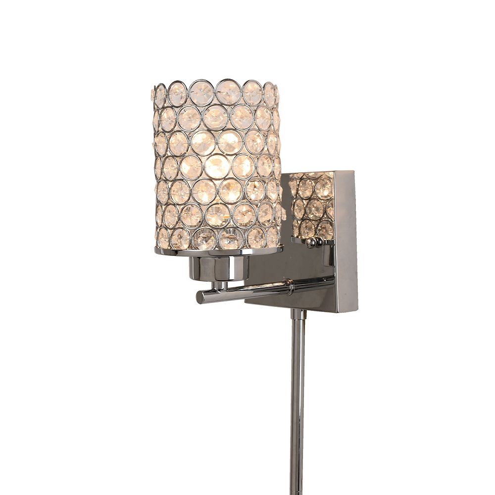 Home Decorators Collection Glam Beaded 1 Light Brushed Nickel Plug In Sconce With Cord Cov The Home Depot Canada