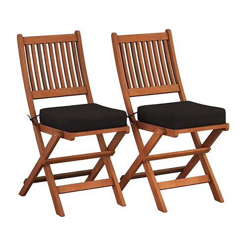 Corliving Miramar Hardwood Outdoor Folding Chair in Cinnamon Brown (Set of 2)