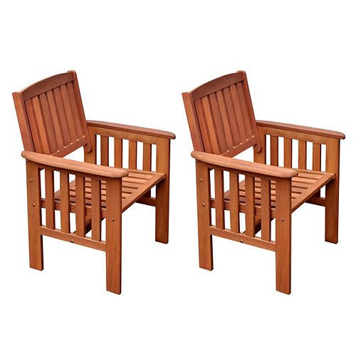 Corliving Miramar Hardwood Outdoor Armchair in Cinnamon Brown (Set of 2)