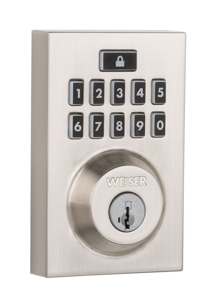 Weiser Smartcode 10 Satin Nickel Keyless Entry Contemporary Deadbolt ...