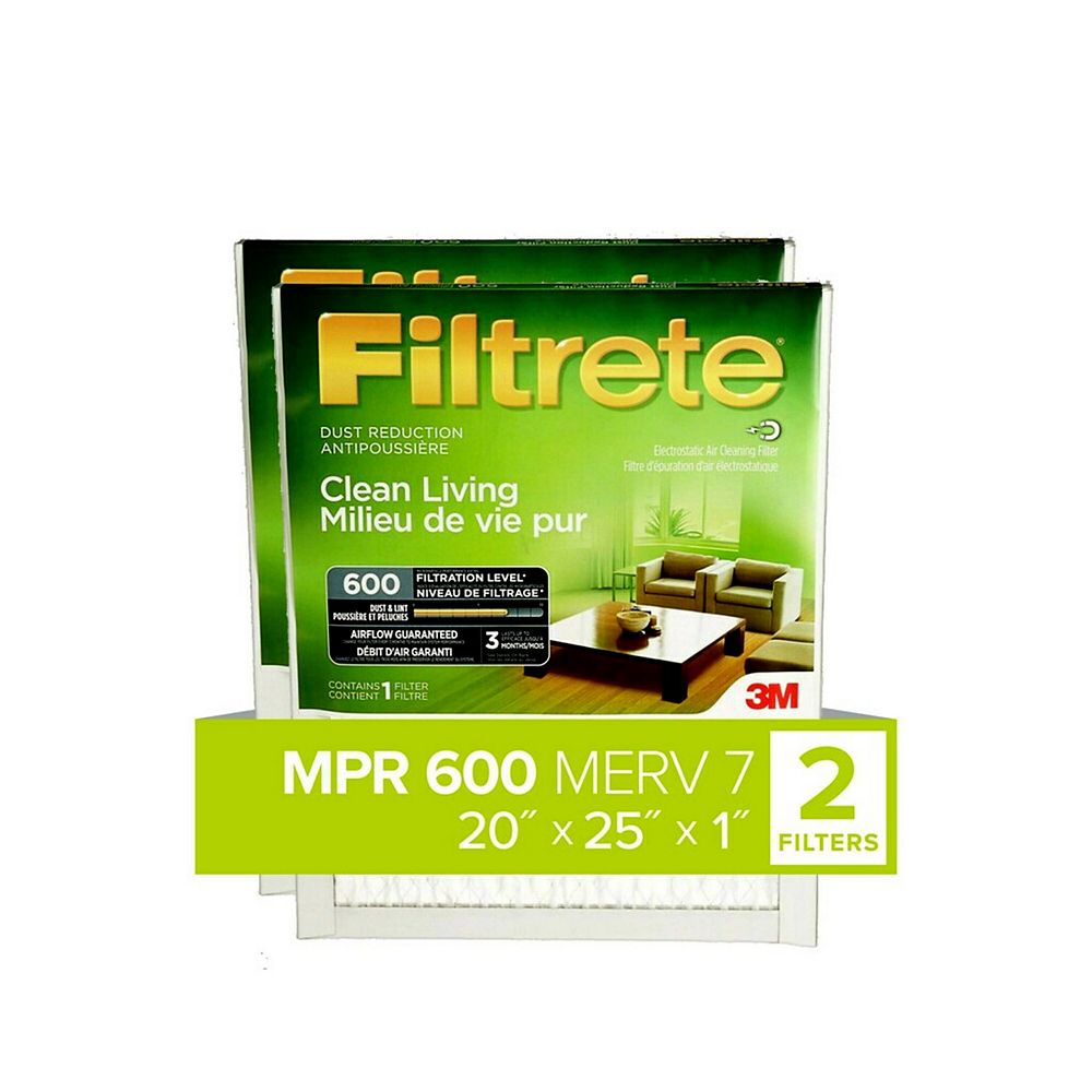 Filtrete Filters 20po x 25po x 1po Filtre antipoussière MPR 600 «Milieu