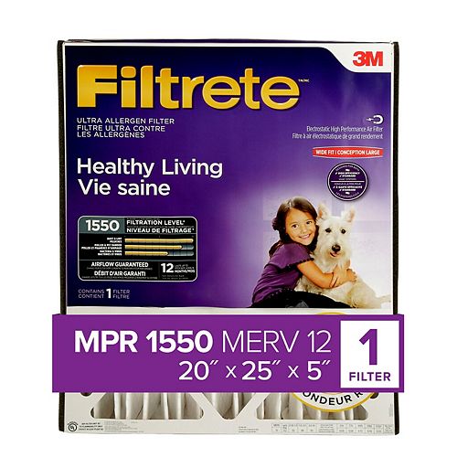 Filtrete Filters 20-inch x 25-inch x 5-inch Healthy Living MPR 1550 Ultra Deep Pleat Furnace Filter