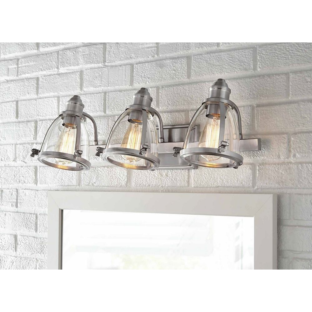Home Decorators Collection Alidian 3 Light Brushed Nickel Vanity Light With Glass Shades The Home Depot Canada