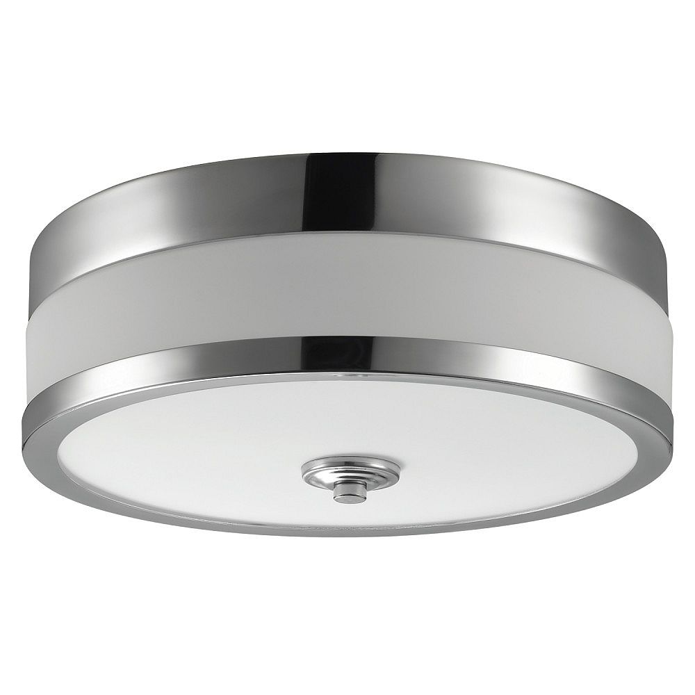 Globe Electric Carolina 11 Inch 1 Light Chrome Flush Mount Ceiling Fixture The Home Depot Canada