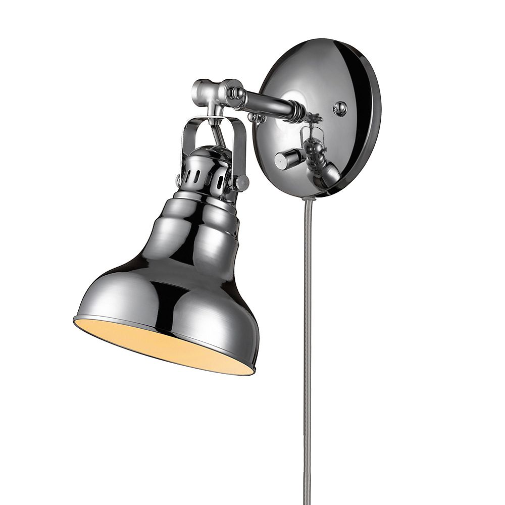 Globe Electric Charlevoix 1 Light Chrome Plug In Or Hardwire Wall Sconce The Home Depot Canada