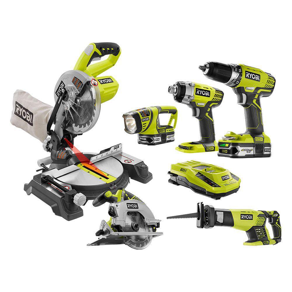 RYOBI 18V ONE+ Kit Combo LithiumIon sans fil (6Outils) Home Depot Canada