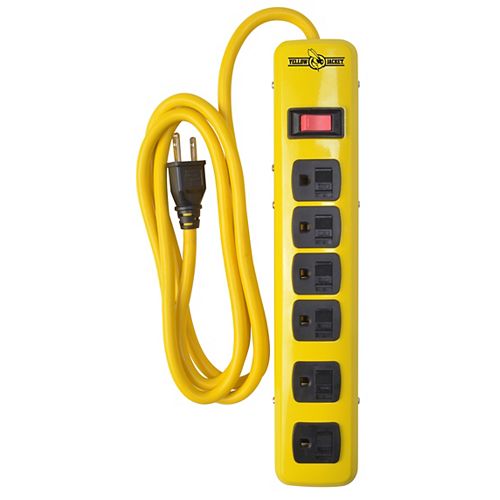 Yellow Jacket 6 Outlet Metal Power Strip with 6 FT (1.8 M) Cord