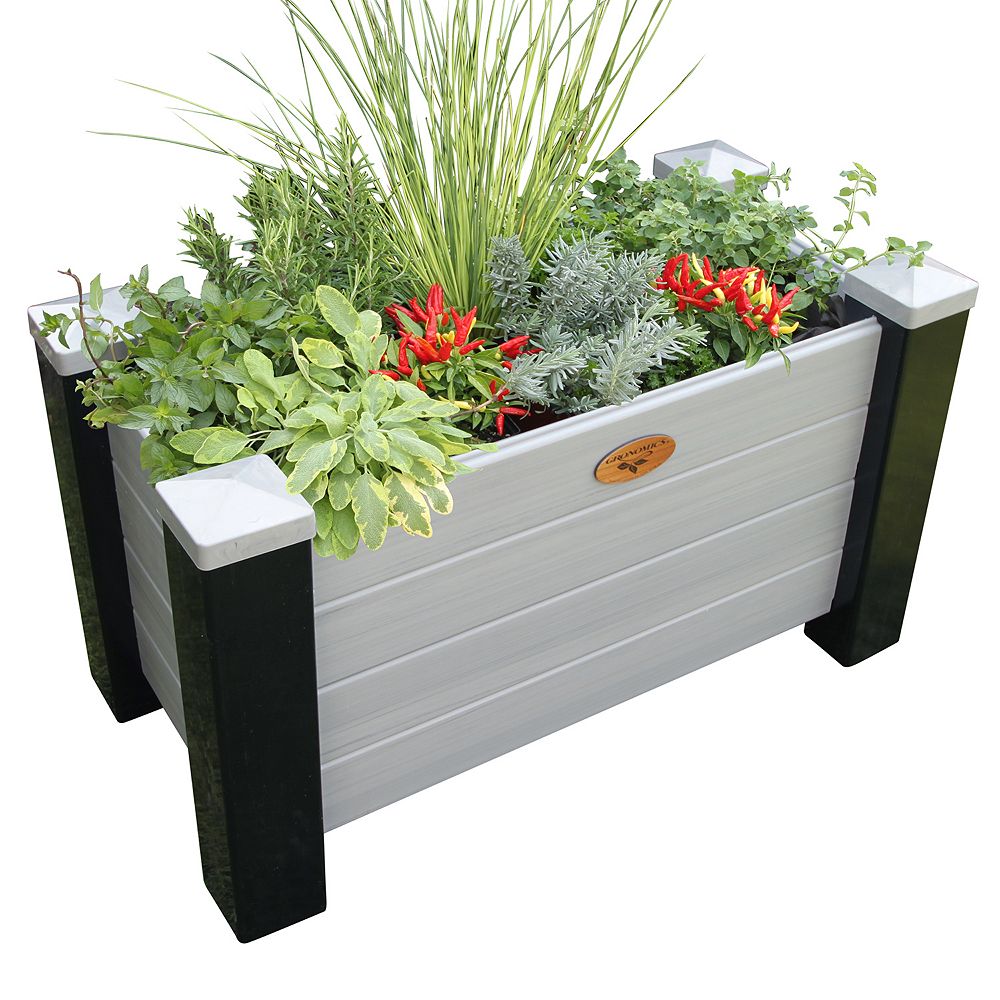 Gronomics 18 Inch X 36 Inch X 20 Inch Maintenance Free Planter Box In Black And Grey The Home