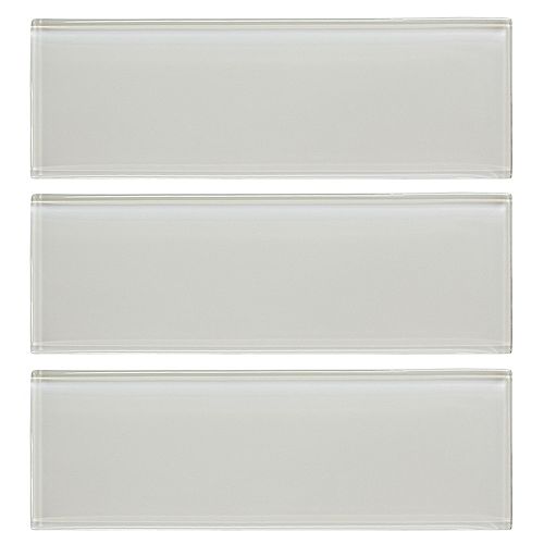 Super White 4-inch x 12-inch Glass Wall Tile (3-Pack)