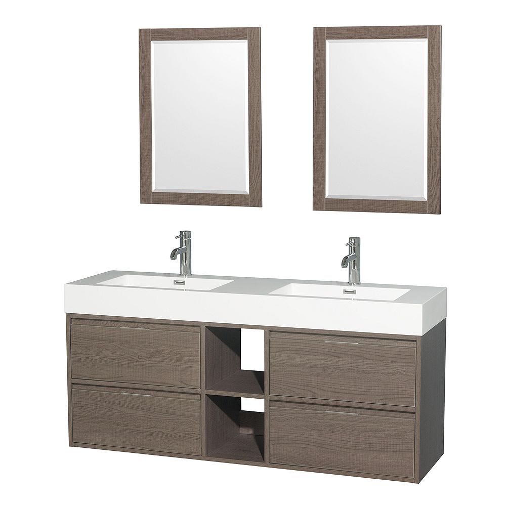 Wyndham Collection Daniella 60inch W 4Drawer Wall Mounted Vanity in