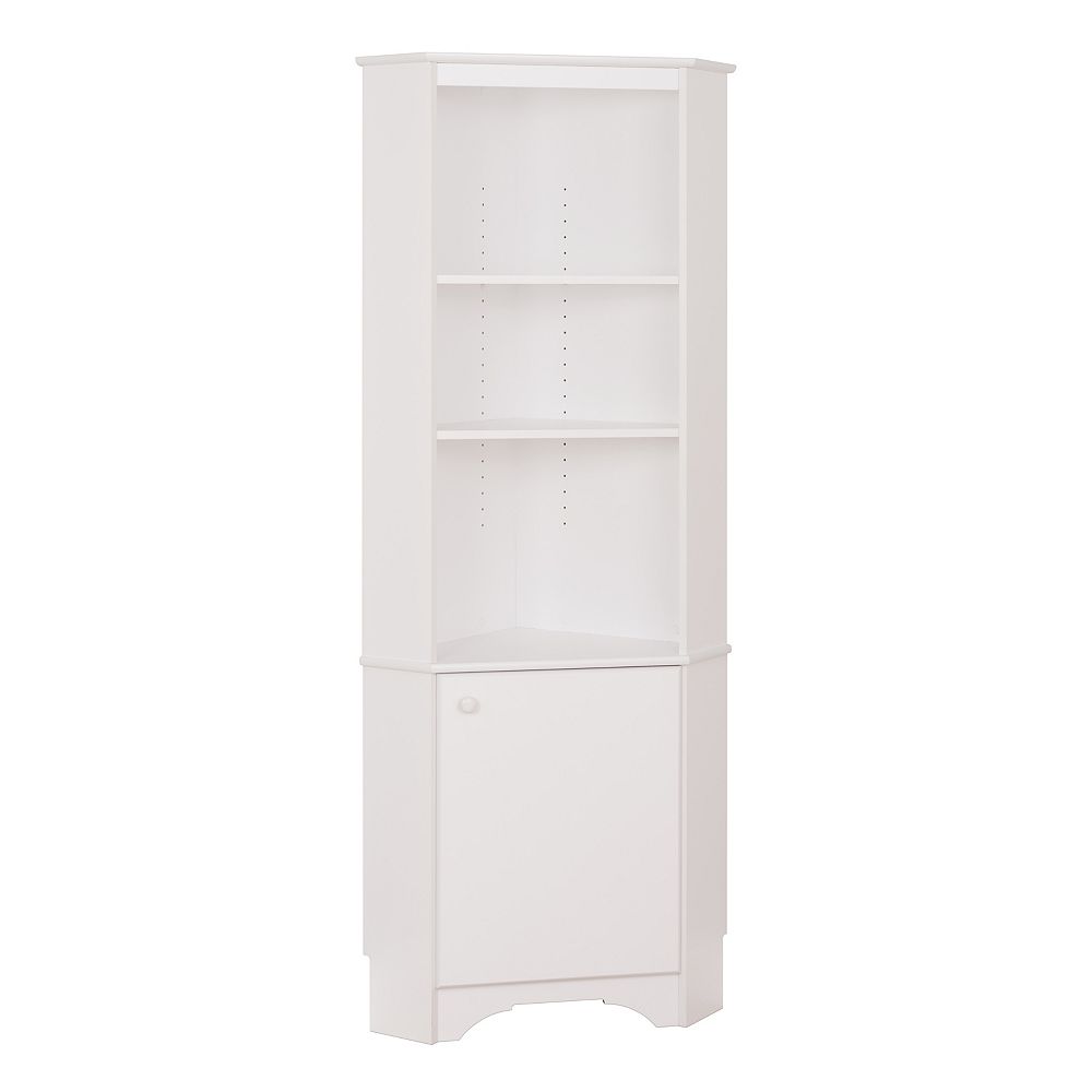 Prepac Elite Tall 1 Door Corner Storage Cabinet In White The Home Depot Canada