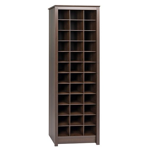 24-inch x 73-inch x 13-inch Space-Saving Shoe Storage Cabinet in Espresso