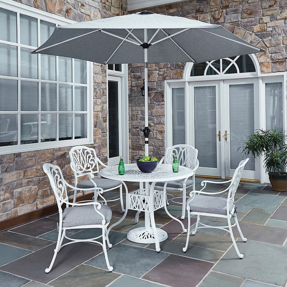 Home Styles Floral Blossom 5-Piece Patio Dining Set with 42-inch Round