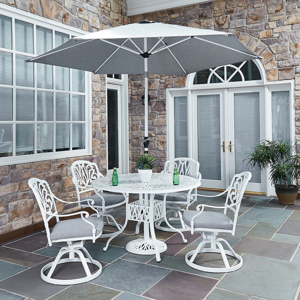 Home Styles Floral Blossom 5-Piece Patio Dining Set with 48-inch Round