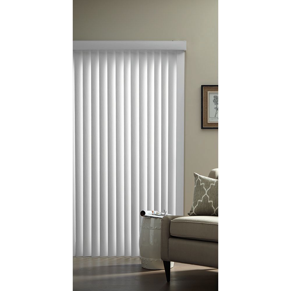 Hampton Bay 3.5-inch Vertical Blind Kit White Wood Grain 66-inch X 84 ...