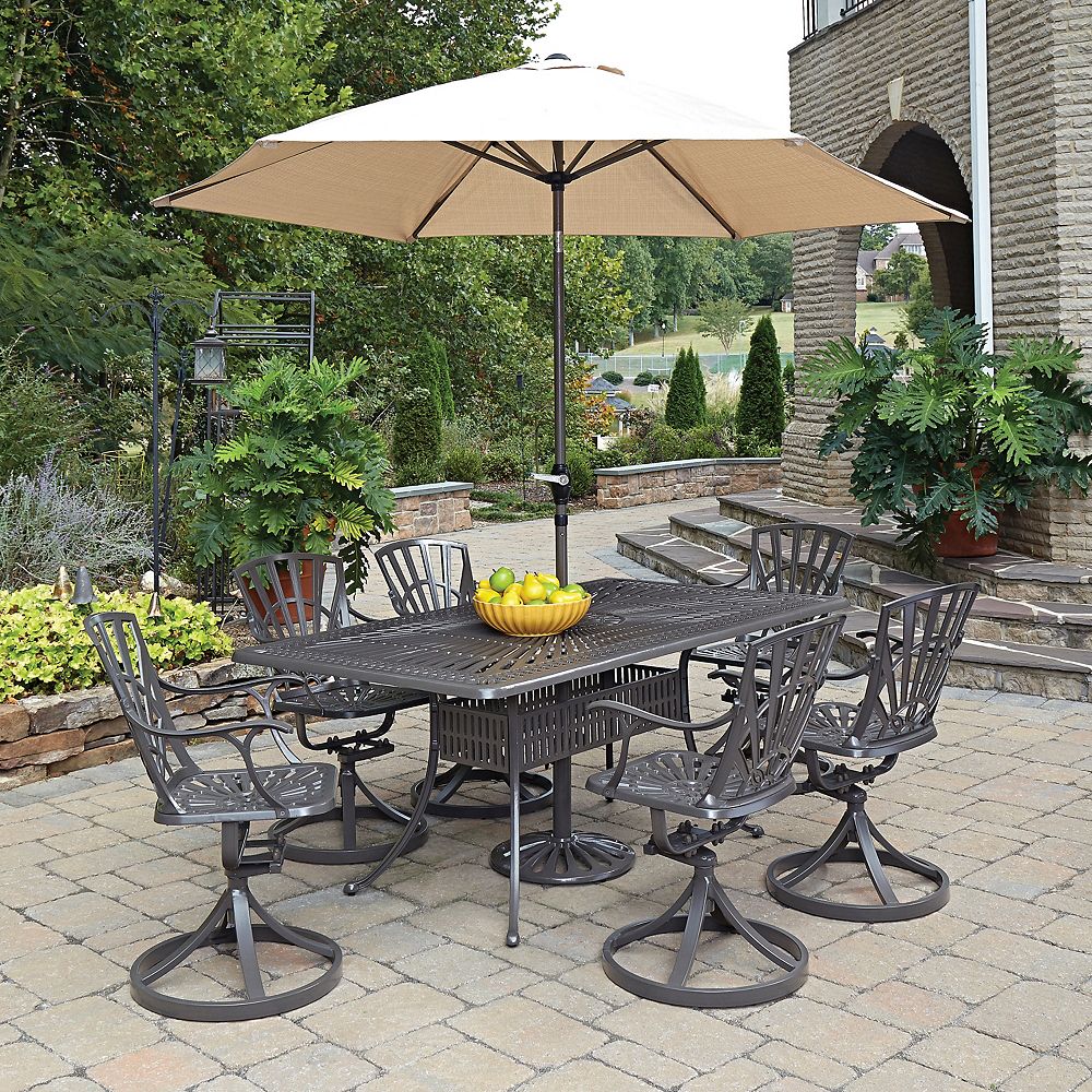 Home Styles Largo 7-Piece Rectangular Patio Dining Set with Swivel