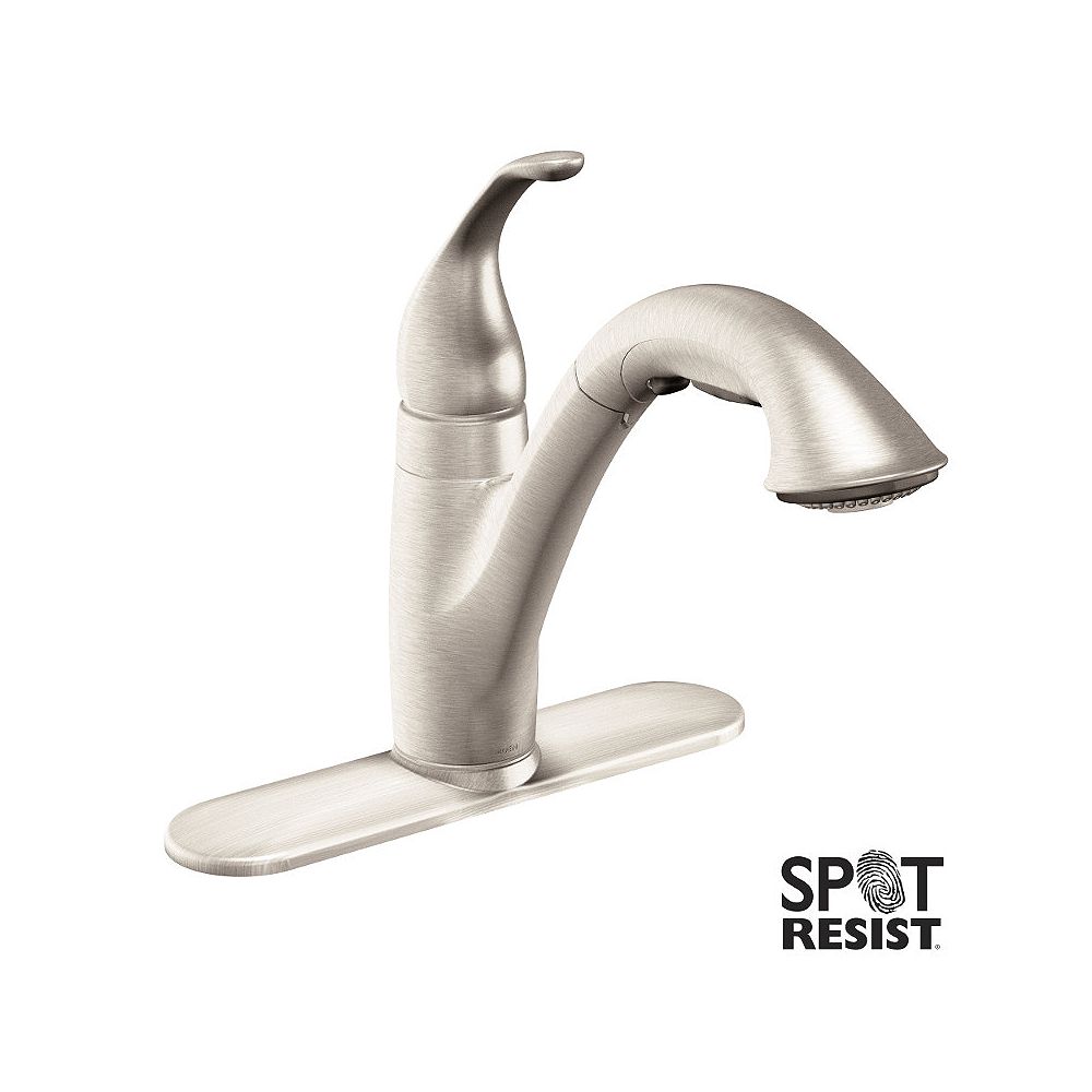 Moen Camerist Single Handle Pull Out Sprayer Kitchen Faucet In Spot Resist Stainless The Home Depot Canada