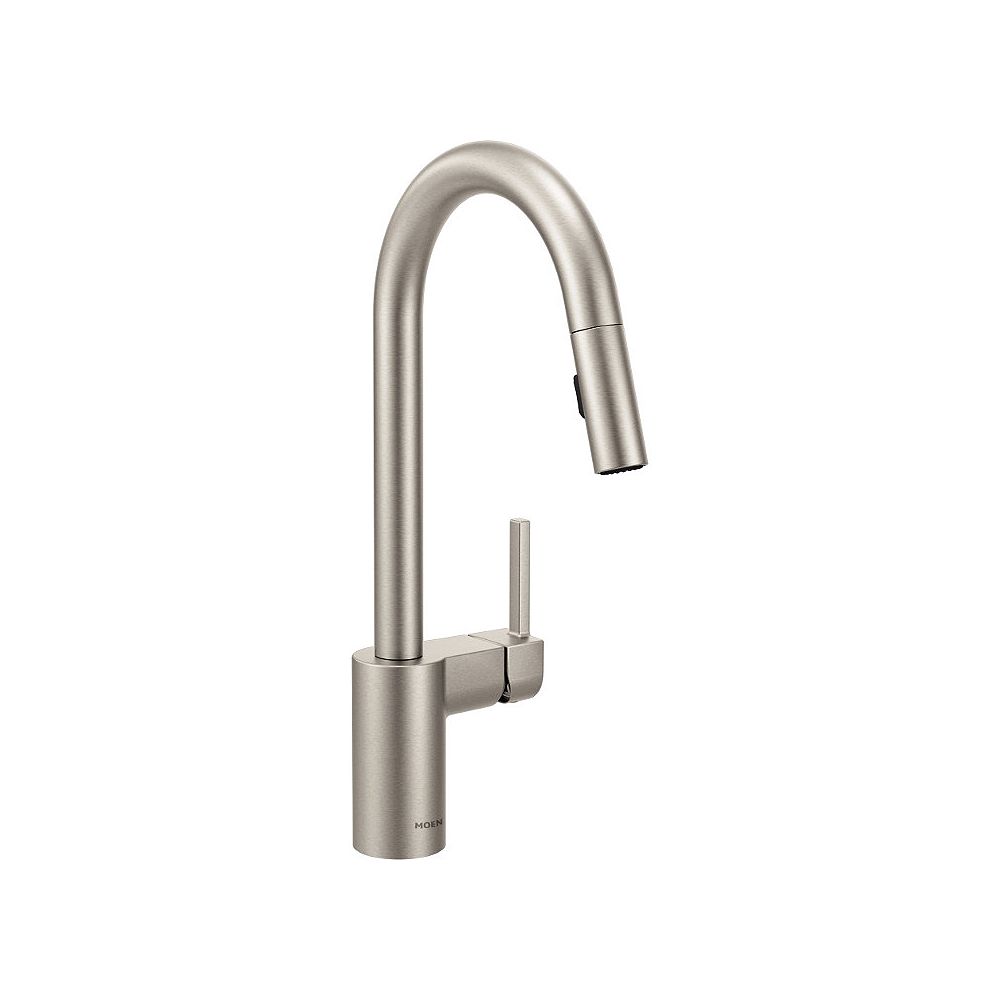 Moen Align Single Handle Pull Down Sprayer Kitchen Faucet With Reflex And Power Clean In S The Home Depot Canada