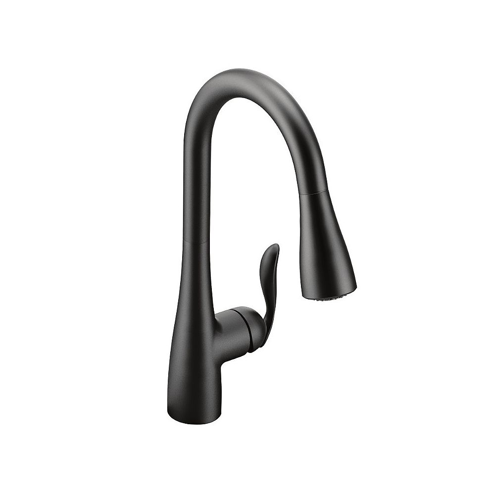 arbor single handle pull down sprayer kitchen faucet with power boost in matte black
