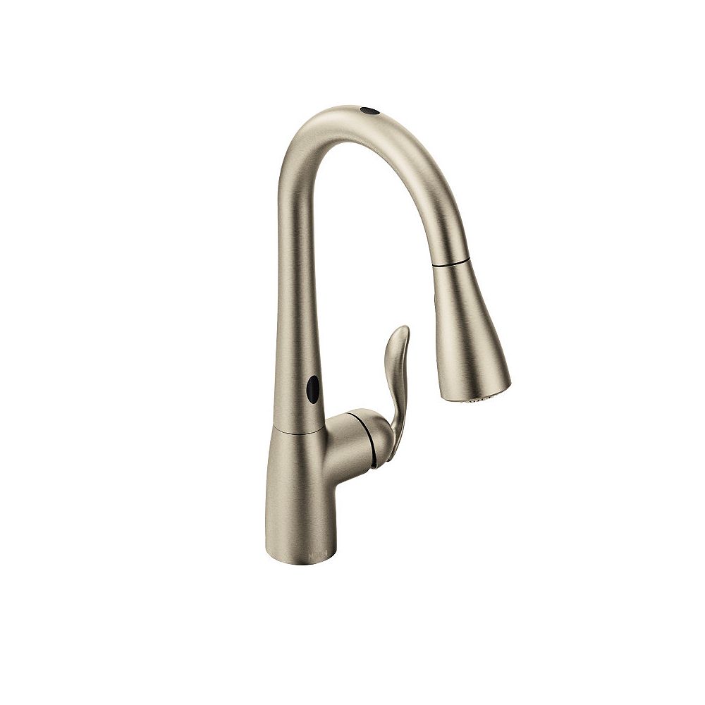 Moen Arbor Single Handle Pull Down Sprayer Touchless Kitchen Faucet With Motionsense In Sp The Home Depot Canada