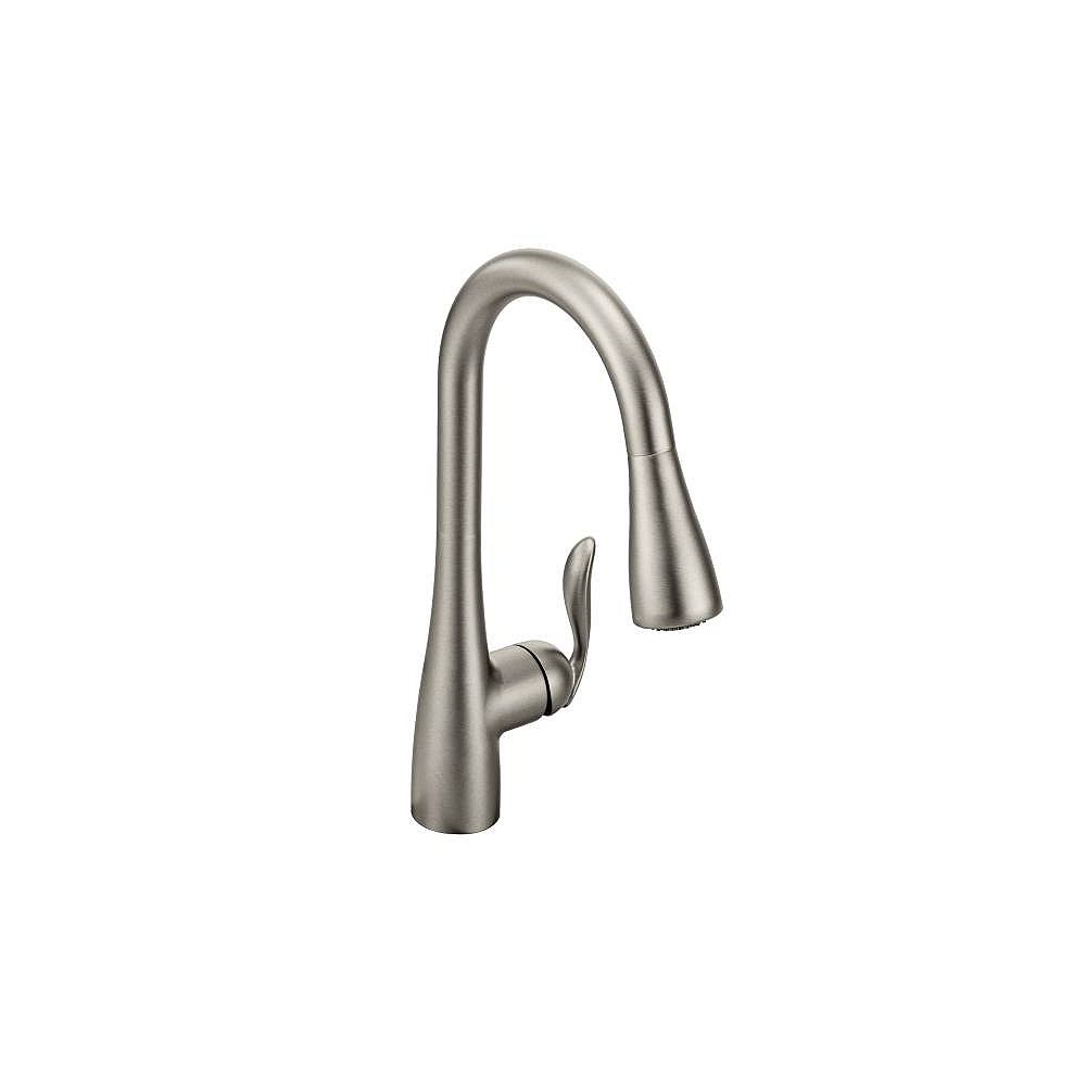 Moen Arbor Single Handle Pull Down Sprayer Kitchen Faucet With Power Boost In Spot Resist The Home Depot Canada