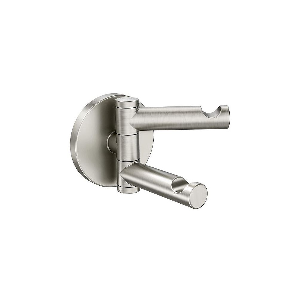 Luxury home depot towel hooks Moen Align Swivel Double Robe Hook In Brushed Nickel The Home Depot Canada