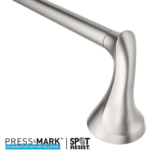 Darcy 18 Inch Towel Bar with Press and Mark in Brushed Nickel