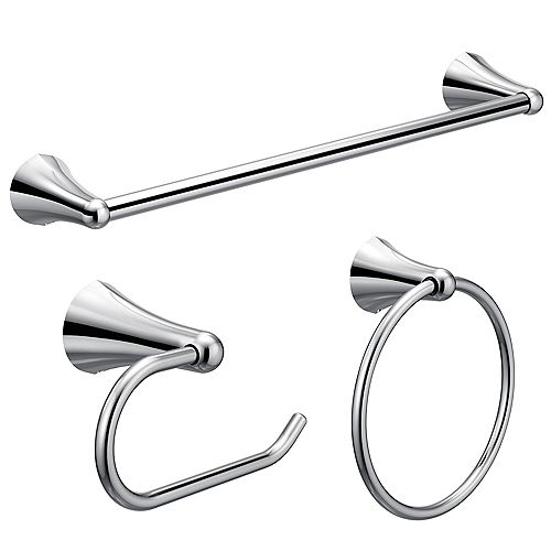 Hollyn Bath Accessory Kit in Chrome (3-Piece)