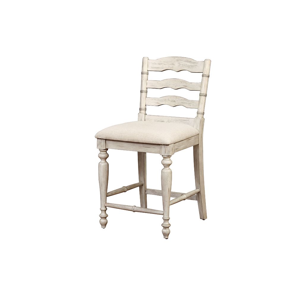 Linon Home Decor Marino Solid Wood White Country Cottage Full Back Armless Bar Stool Wit The Home Depot Canada