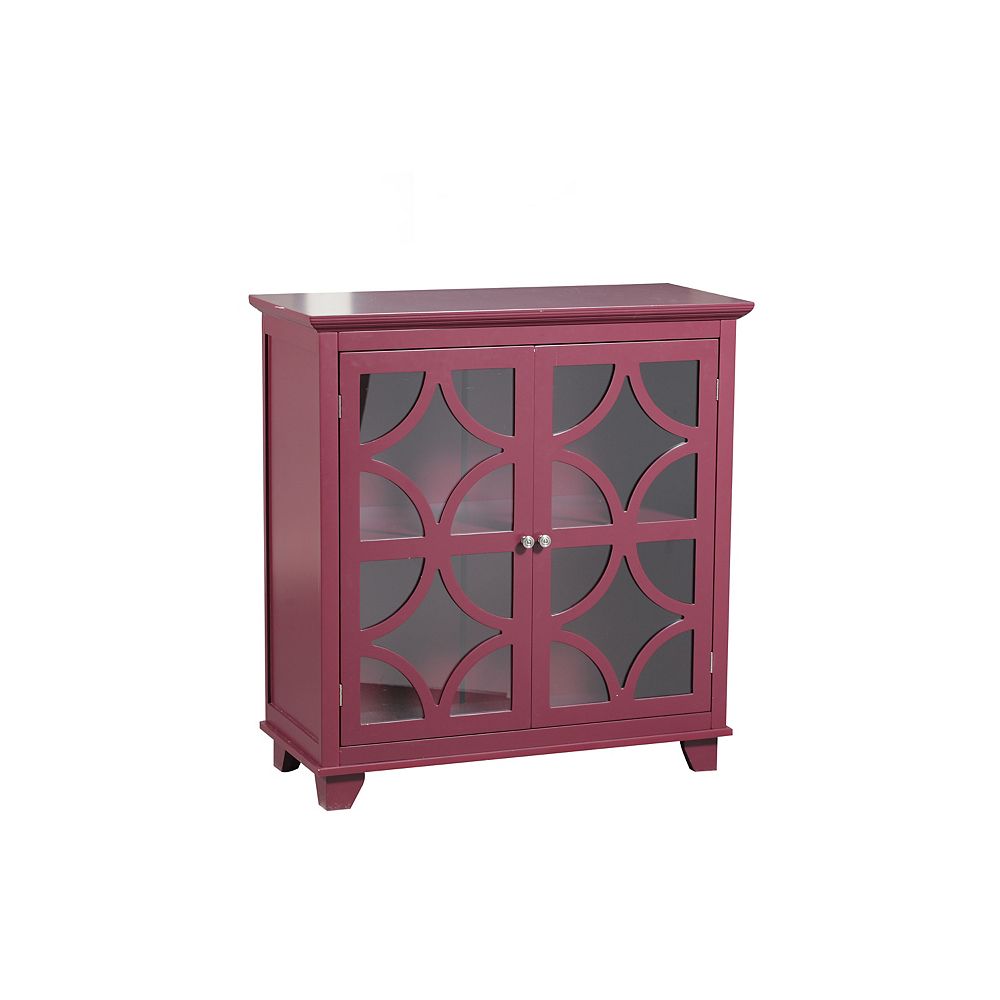 Linon Home Decor 36 Inch Cranberry Double Door Cabinet with Diamond