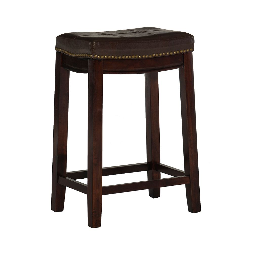 Linon Home Decor Stitched Detail Backless Counter Stool With Nailheads