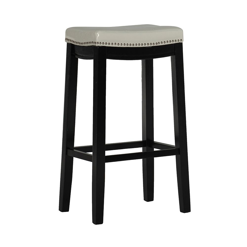 Linon Home Decor Stitched Detail Backless Bar Stool With Nailheads White The Home Depot Canada