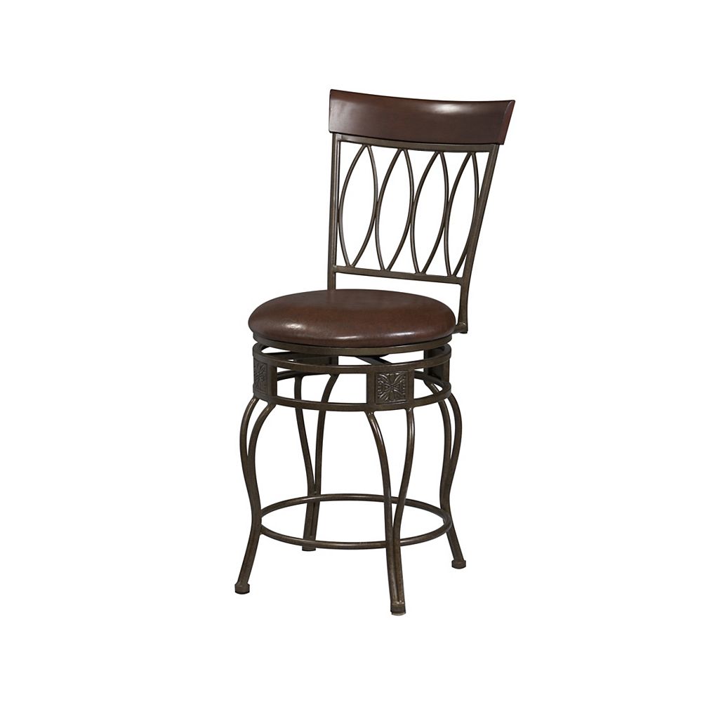 Linon Home Decor Metal Bronze Traditional Full Back Armless Bar Stool