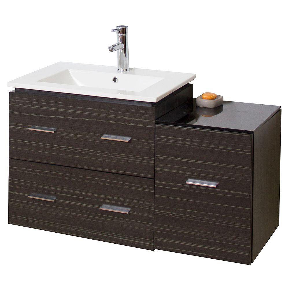 American Imaginations 38 Inch W 3 Drawer Wall Mounted Vanity In Grey With Ceramic Top In W The Home Depot Canada