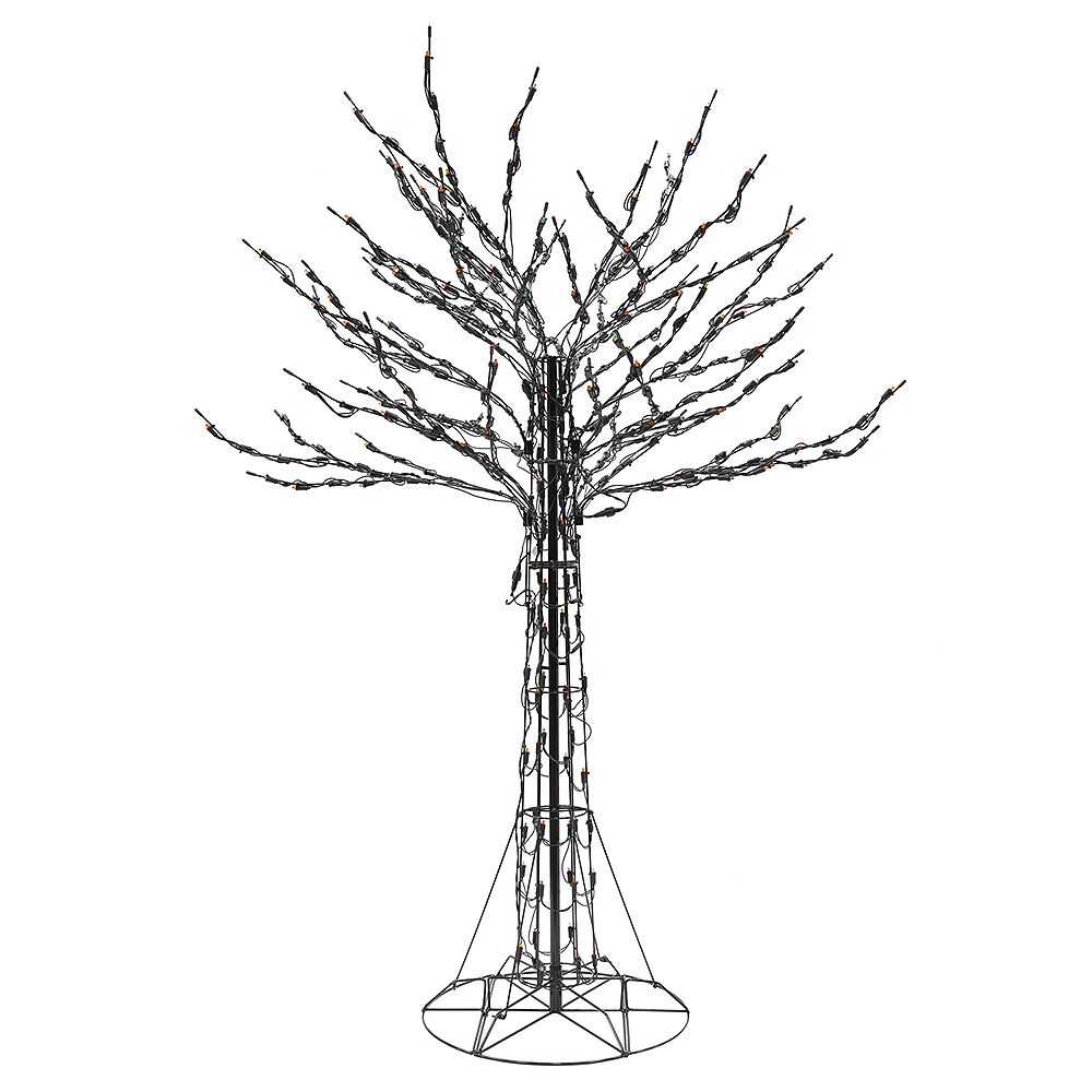 SANTA'S BEST 6 ft. LED PreLit Twig Tree with Orange, Green, and Purple