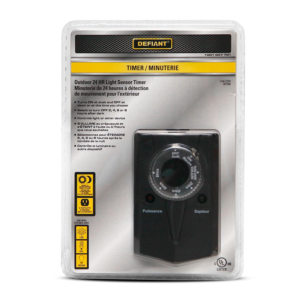 Defiant Outdoor 24 Hour Light Sensor Timer The Home Depot Canada