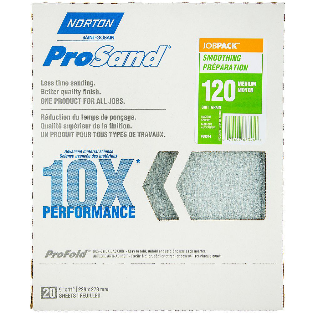 Norton ProSand 10X Performance Sandpaper 9 inch x 11 inch 120M (20