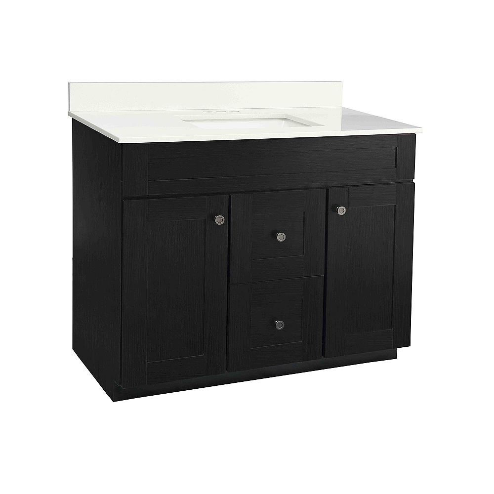 Glacier Bay Eldan 42 Inch W Vanity Combo With White Engineered Stone Top The Home Depot Canada