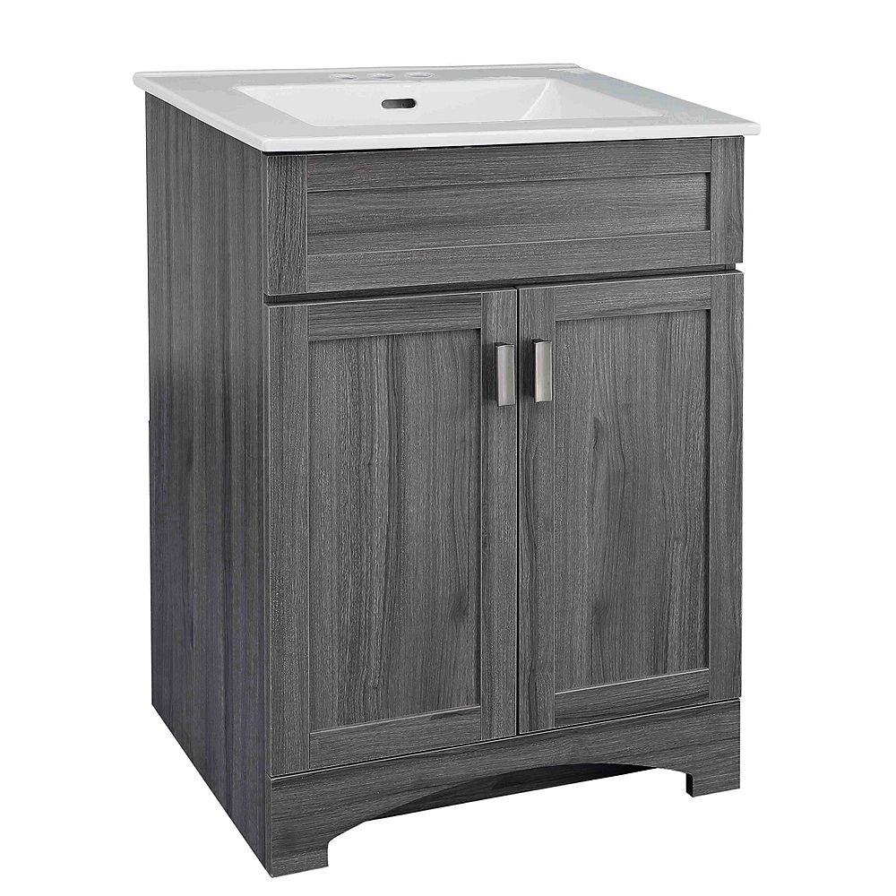 Glacier Bay Rocara 24 Inch W Vanity Combo With White Vitreous China Top The Home Depot Canada