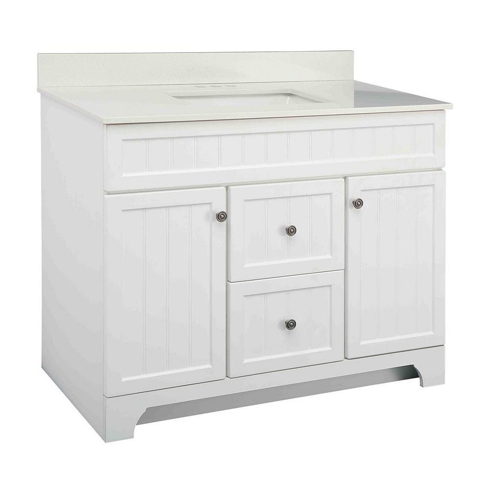 Glacier Bay Whitton 42 Inch W Vanity Combo With White Engineered Stone Top The Home Depot Canada