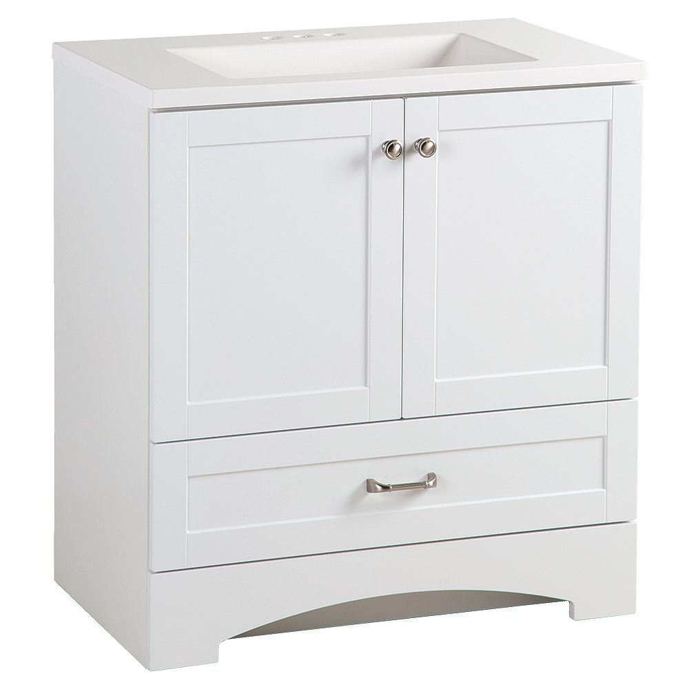 Glacier Bay Lancaster 3025 Inch W X 33 Inch H X 1875 Inch D Bathroom Vanity In White Wit The Home Depot Canada