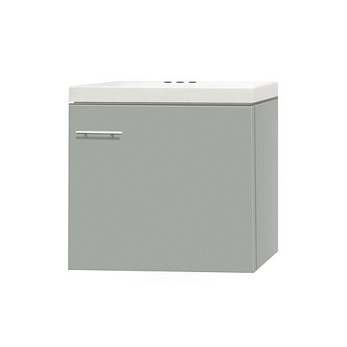 17.50-inch W 1-Door Wall Mounted Vanity in Grey With Artificial Stone Top in White