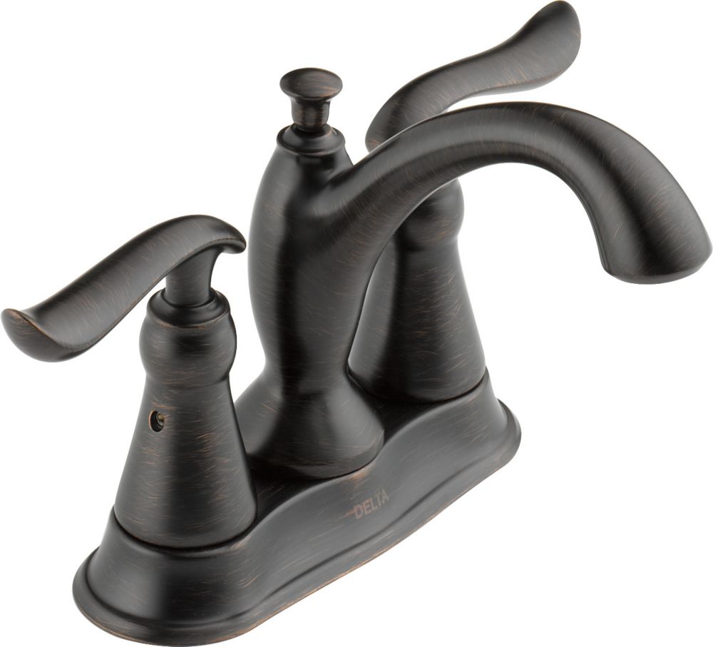 Delta Linden Centerset 4 Inch 2 Handle Mid Arc Bathroom Faucet In   P 1001048610 